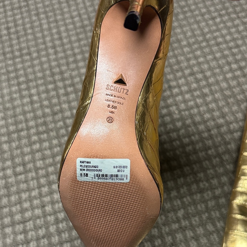Schutz Maryana Gold Crocodile-Embossed Women's Boots sz 8.5 NWOB - Picture 5 of 5
